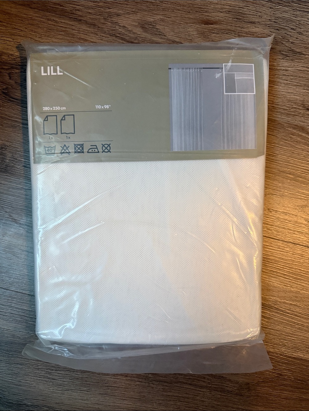 NWT IKEA LILL Sheer Net Curtains 1 Pair 110" x 98" White Lace Panels NIP